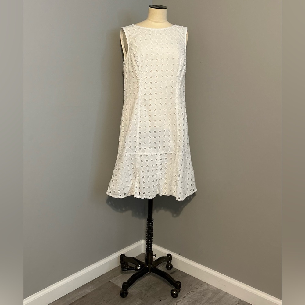 Nine West white eyelet sleeveless dress size 12P